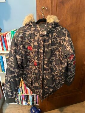 American Rag Camouflage Quilted Jacket with Sherpa Lining